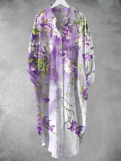 LD midi-jurk met knoopjes en bloemenprint