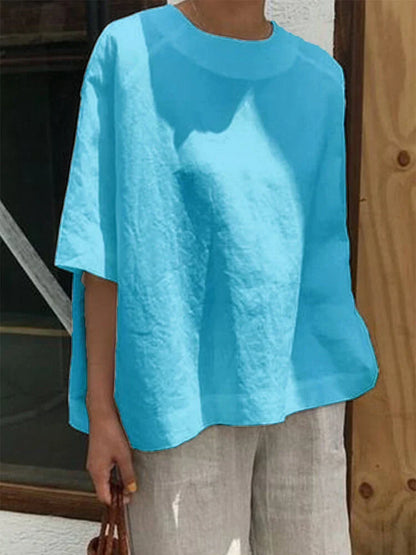 LD | Comfortabele, losse top met ronde hals