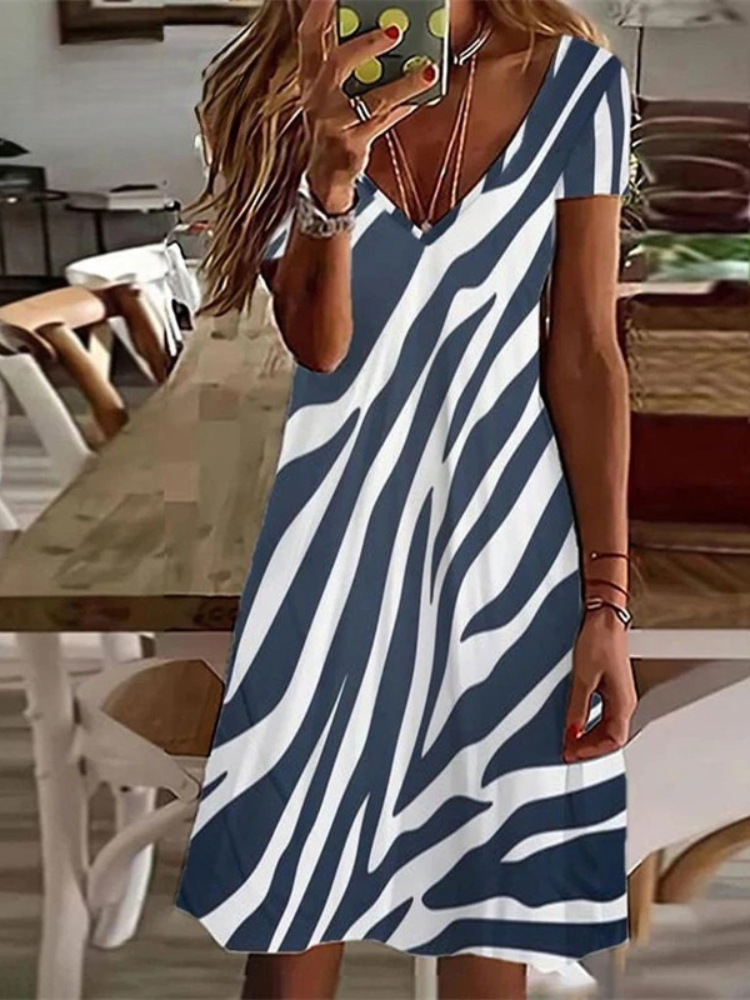 LD Women's Sundress Midi Dress Short Sleeve Floral Print Summer Casual V Neck Loose Dresses Plus Size 2024 Dameskleding Vestidos