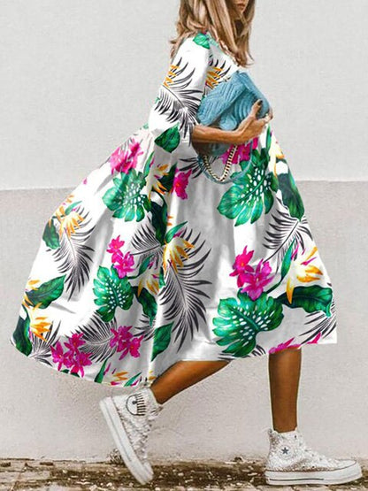 LD | Bedrukte A-lijn midi-jurk