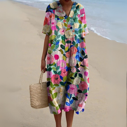 LD Midi-jurk met bohemien bloemenpatroon