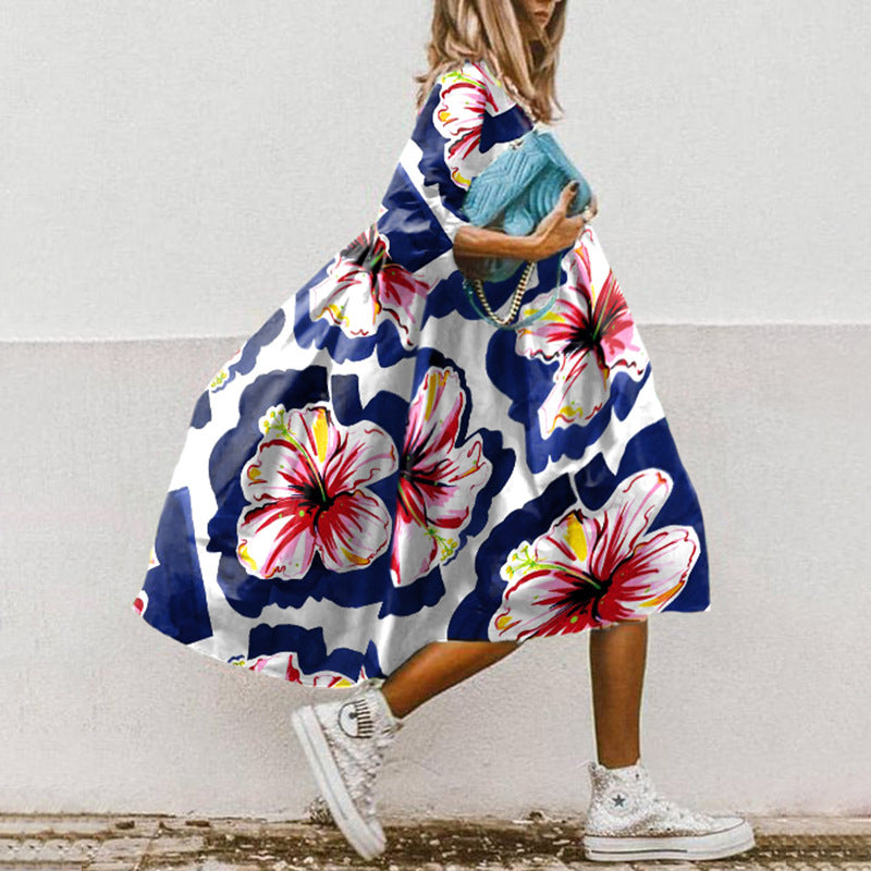 LD | Bedrukte A-lijn midi-jurk