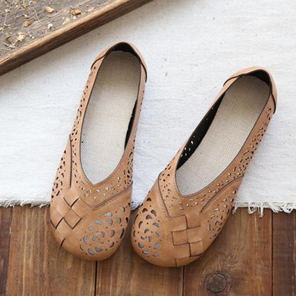 LD | Ademende leren flats in vintage stijl