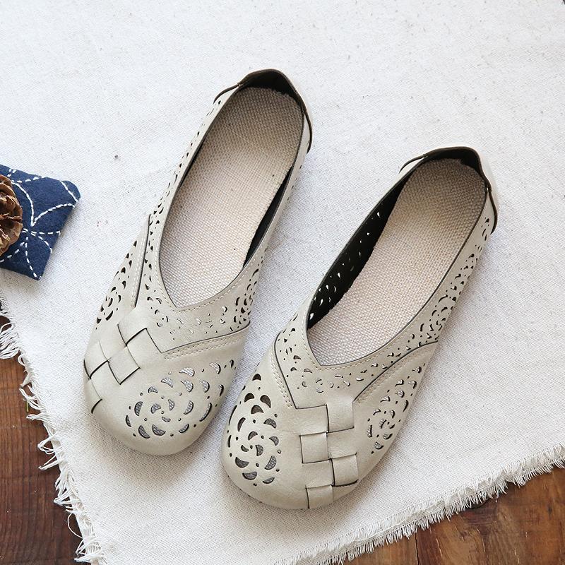 LD | Ademende leren flats in vintage stijl