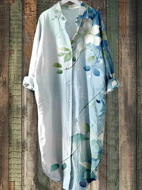 LD midi-jurk met knoopjes en bloemenprint