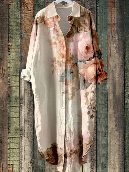 LD midi-jurk met knoopjes en bloemenprint