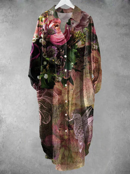 LD midi-jurk met knoopjes en bloemenprint