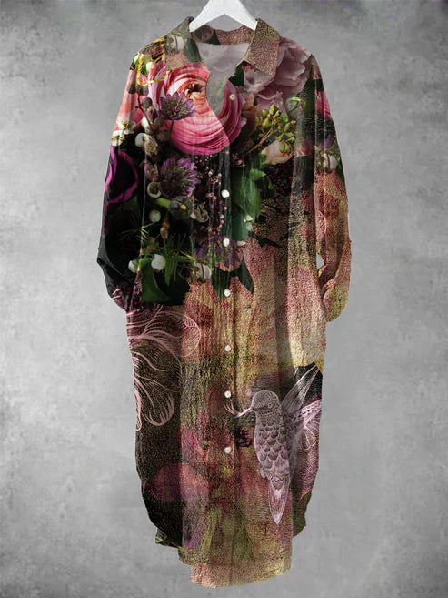 LD midi-jurk met knoopjes en bloemenprint